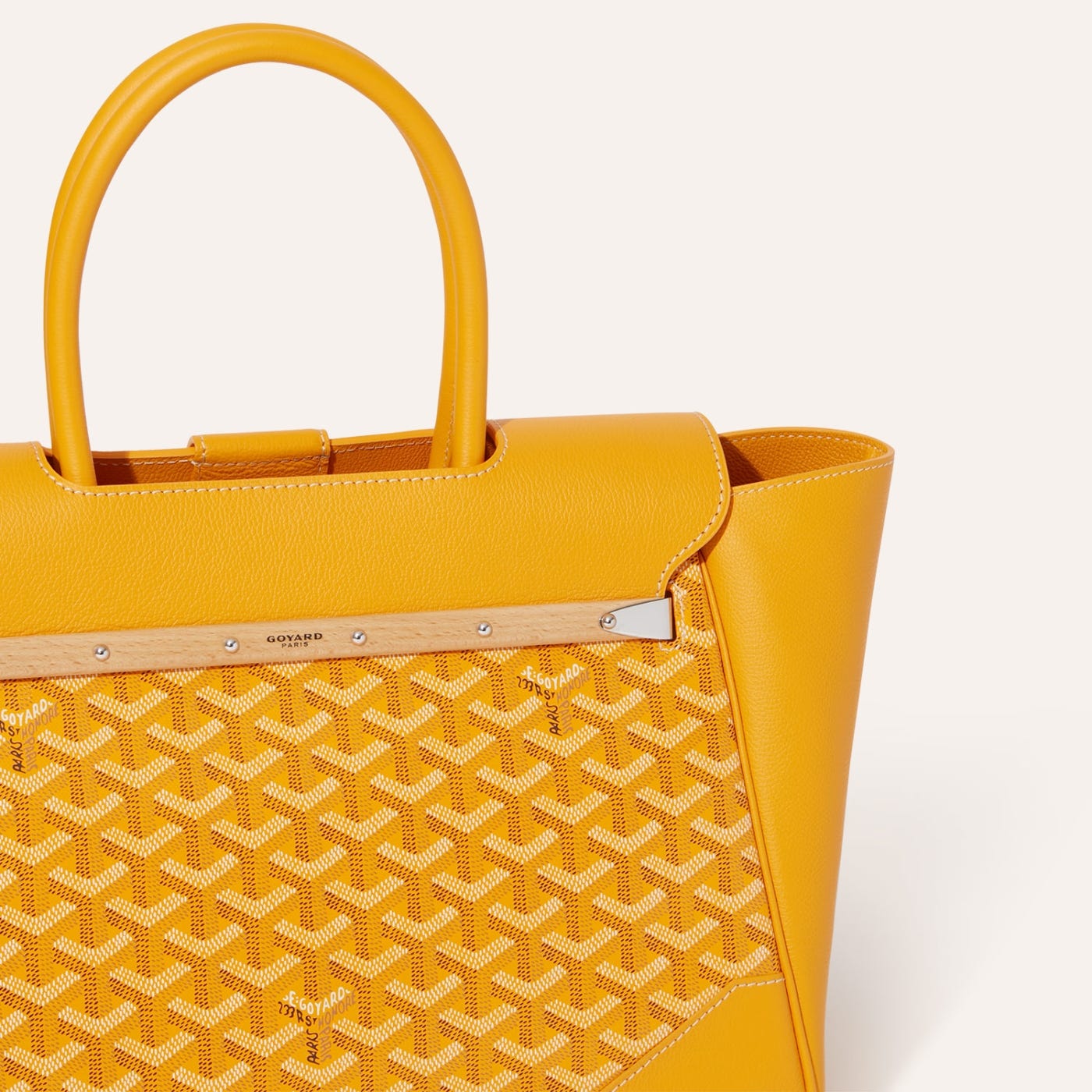 Goyard Saigon Tote Yellow Goyardine Canvas Palladium Hardware - Image 6